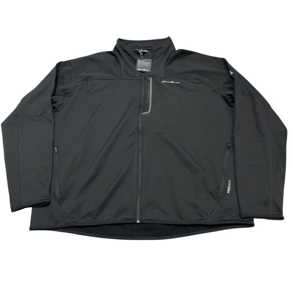 Eddie Bauer Jacket Black First Ascent Grid Fleece Air Full Zip Size XXL Layer